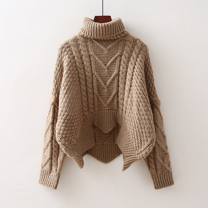 Dame Grand Pull avec Col Haut et Motif Tricot Chic und Stil