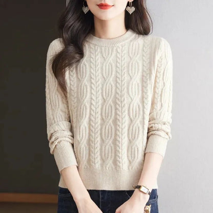 Pull en tricot pour femmes avec motif en relief et col montant Chic und Stil