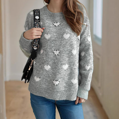 Pull femme en tricot douillet avec design en forme de cœur et matériau doux Chic und Stil