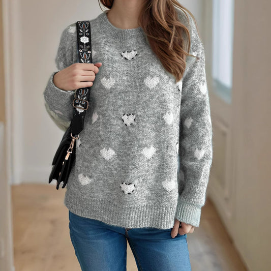 Pull femme en tricot douillet avec design en forme de cœur et matériau doux Chic und Stil