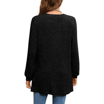 Pull tunique à col V côtelé pour femme Chic und Stil