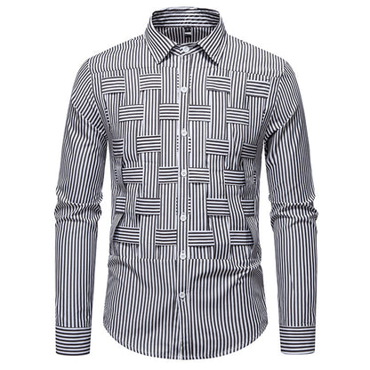 Chemise à manches longues pour hommes avec un motif rayé moderne et une structure innovante Chic und Stil