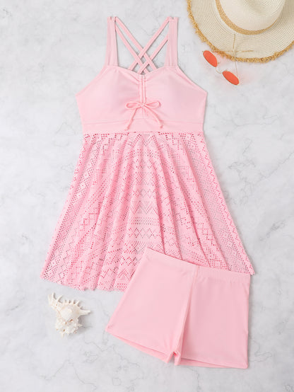 Robe de bain pour dames avec shorts intégrés et détails de bretelles raffinés Chic und Stil