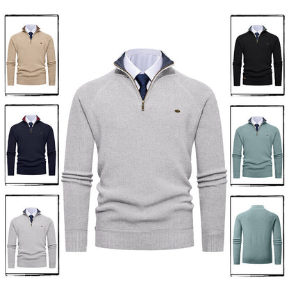Elegant knitted pullover for men with high collar and zipper Chic und Stil