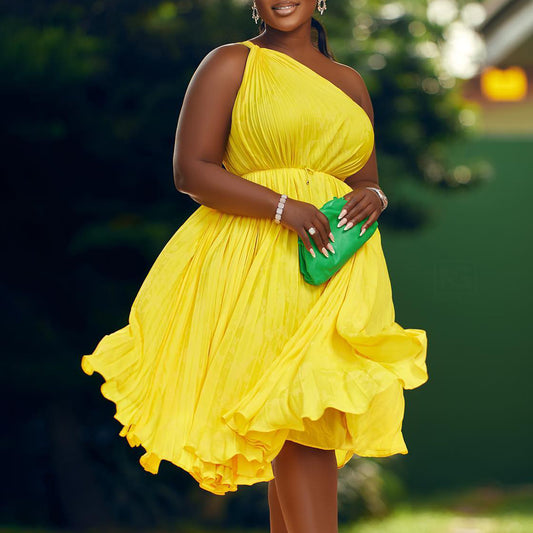 Robe plissée sans bretelles pour femmes avec cordon élégant Chic und Stil