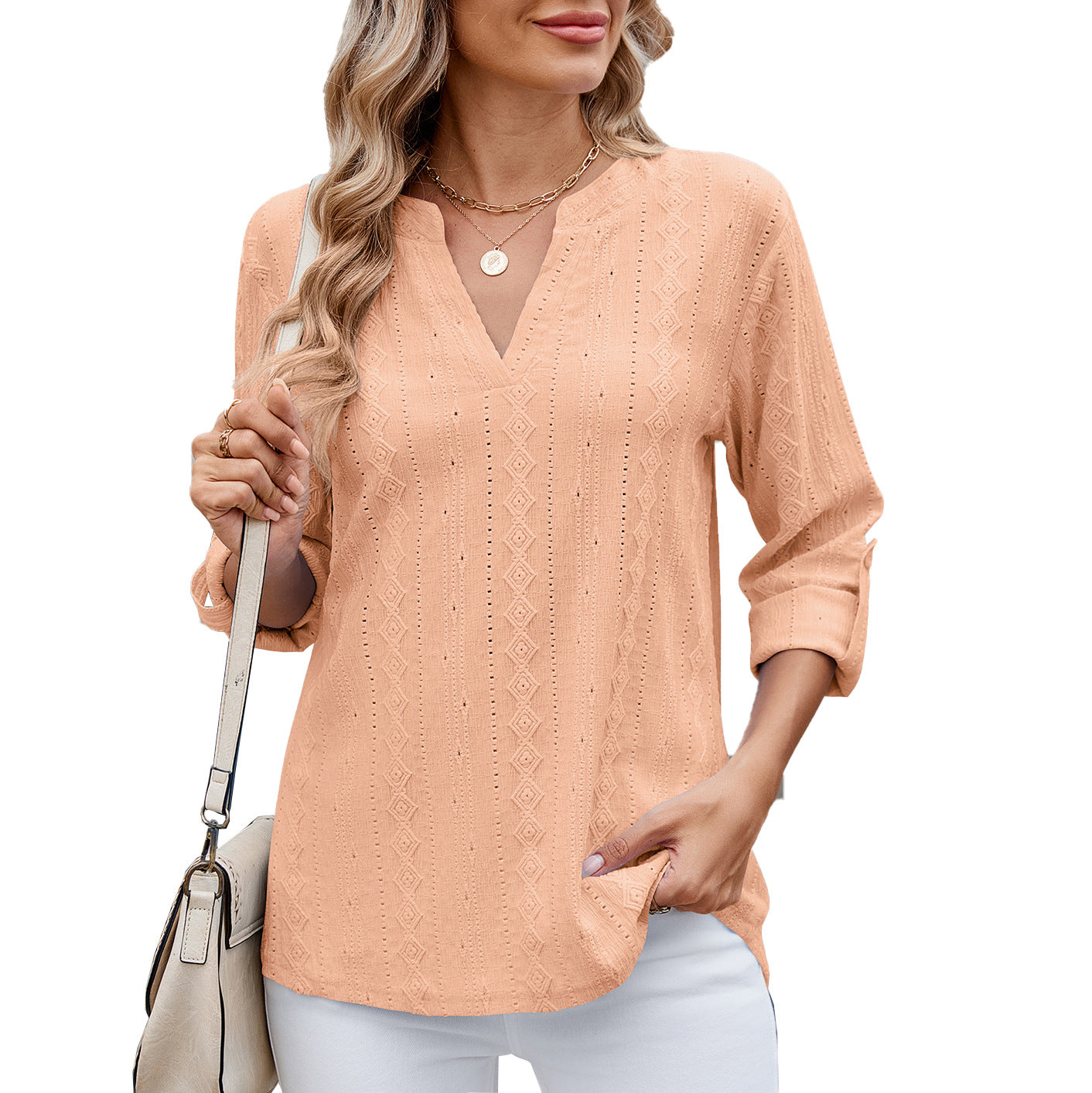 Dames Élégante et légère blouse avec décolleté en V Chic und Stil