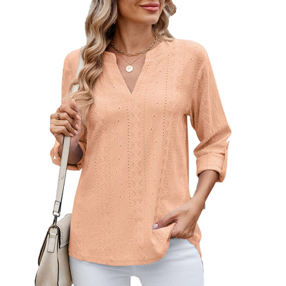 Dames Élégante et légère blouse avec décolleté en V Chic und Stil
