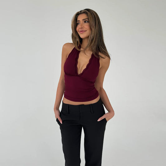 Top dos nu à dentelle pour femmes Chic und Stil