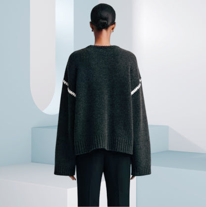 Femme pull en tricot classique avec des manches raglan tendance et une coupe large Chic und Stil