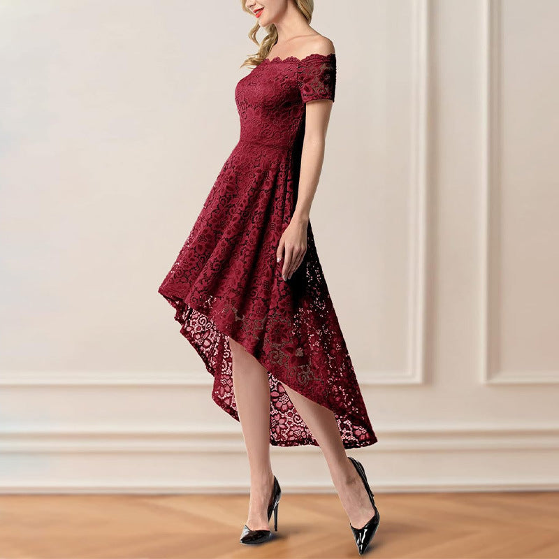 Robes de soirée à motif haut-bas en dentelle pour femmes Chic und Stil