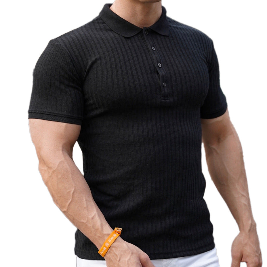 Chemise polo à manches courtes pour hommes en tissu structuré respirant avec col stylé Chic und Stil