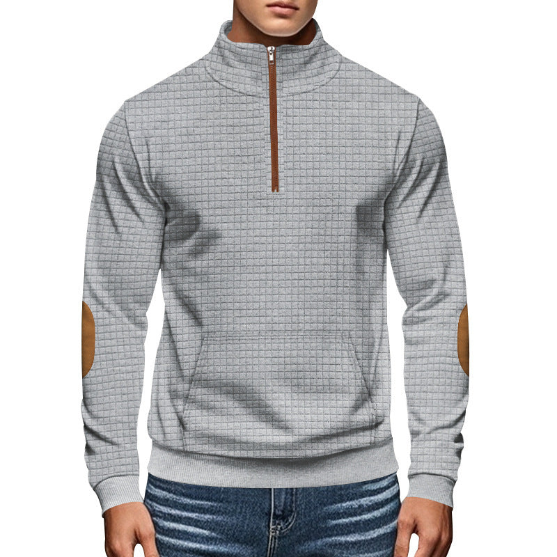 Sporty pullover for men with half-zip closure and textured surface Chic and Style