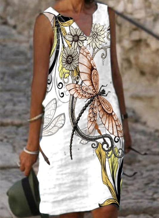 Robe sans manches pour femmes avec motif de papillon filigrane et accents floraux Chic und Stil