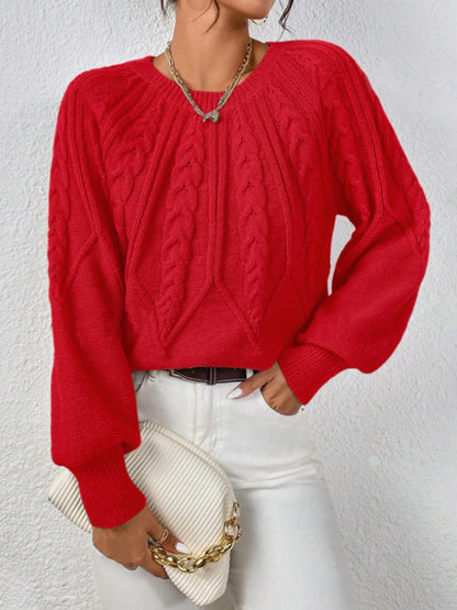 Pull en tricot pour femmes avec motif en torsades et manches larges Chic und Stil
