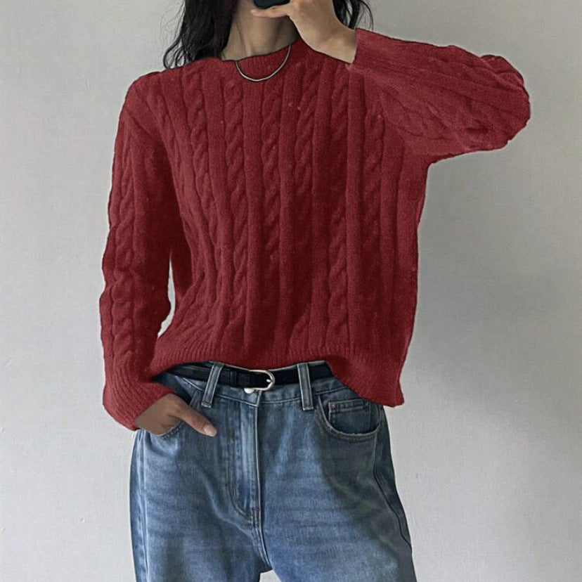 Pull en gros tricot pour dames avec motif en torsades et manches larges Chic und Stil