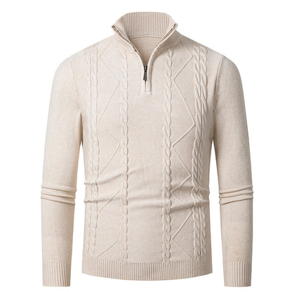 Knitted pull for men with half zip and textured pattern Chic und Stil