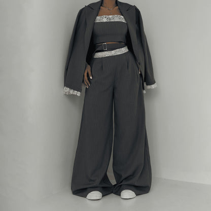 Dames Ensemble élégant à deux pièces avec accents en dentelle Chic und Stil