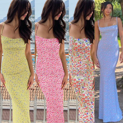 Chic and elegant women's floral bodycon maxi dress