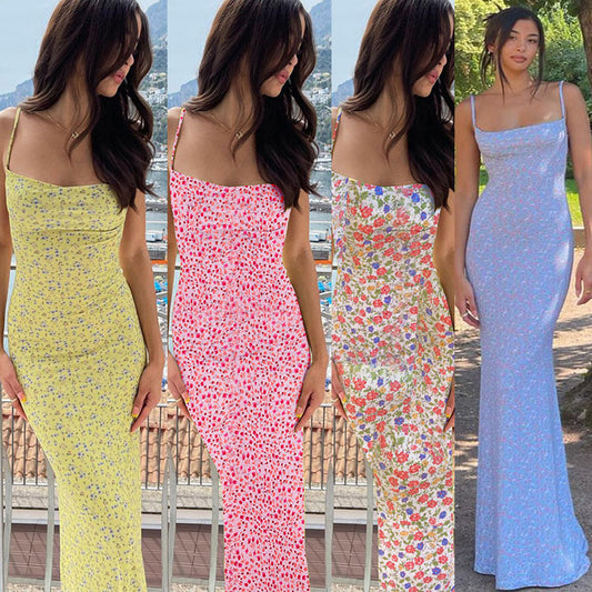 Chic and elegant women's floral bodycon maxi dress