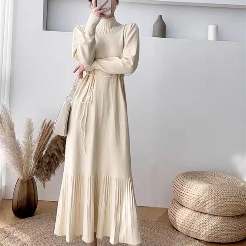 Robe en tricot pour femmes avec structure côtelée et ceinture à la taille Chic und Stil