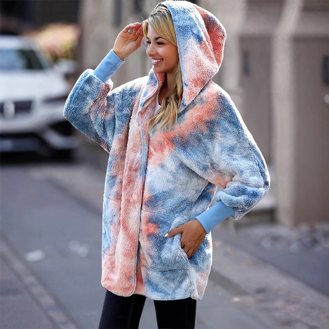 Dame veste en teddy douillette avec capuche et grandes poches Chic und Stil