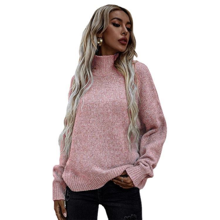 Pull en tricot surdimensionné pour femmes avec col haut et motif texturé doux Chic und Stil