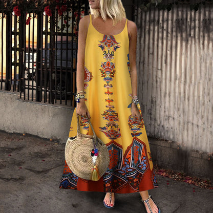 Robe maxi à imprimé ethnique Chic und Stil pour femmes