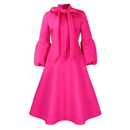 Robe midi pour dames avec col à nouer et manches volumineuses Chic und Stil