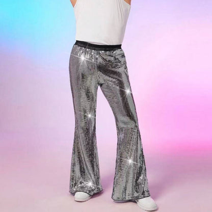 Men's glitter disco pants with wide leg and elastic waist Chic und Stil