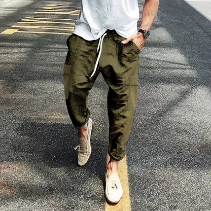 Pantalon cargo décontracté pour hommes avec taille ajustable et poches latérales pratiques Chic und Stil