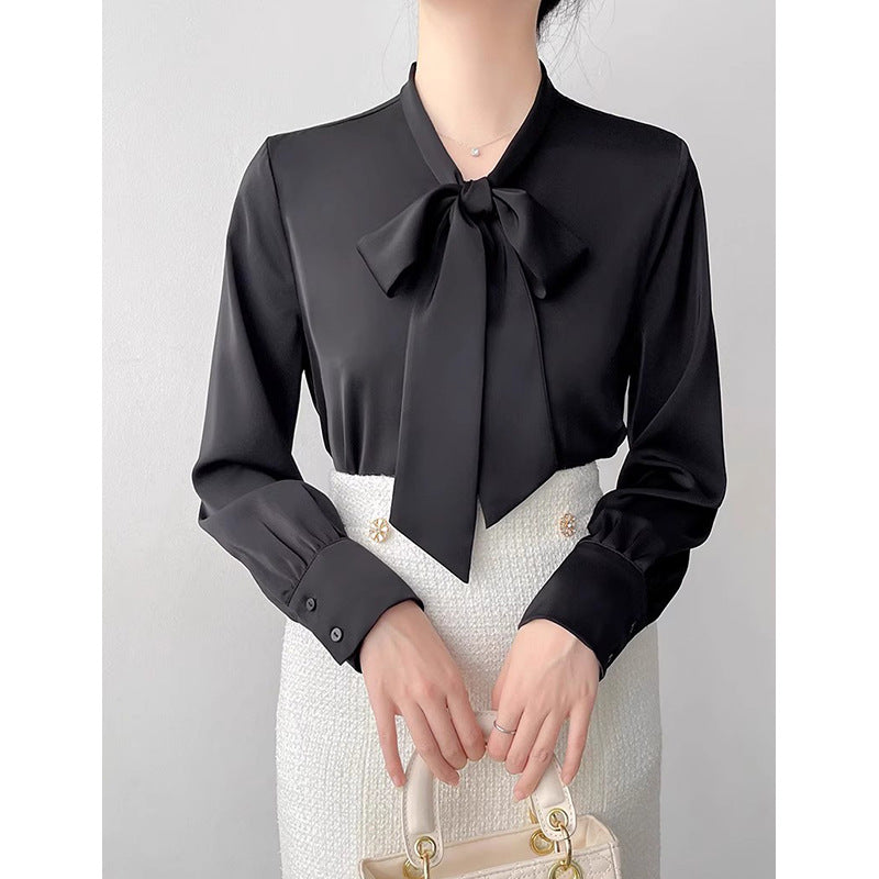 Chemisier en satin à noeud pour femme Chic und Stil