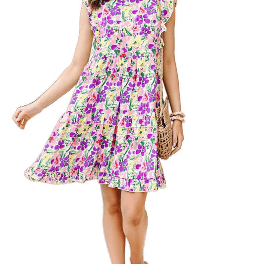 Robe d'été à volants florals pour femmes Chic und Stil