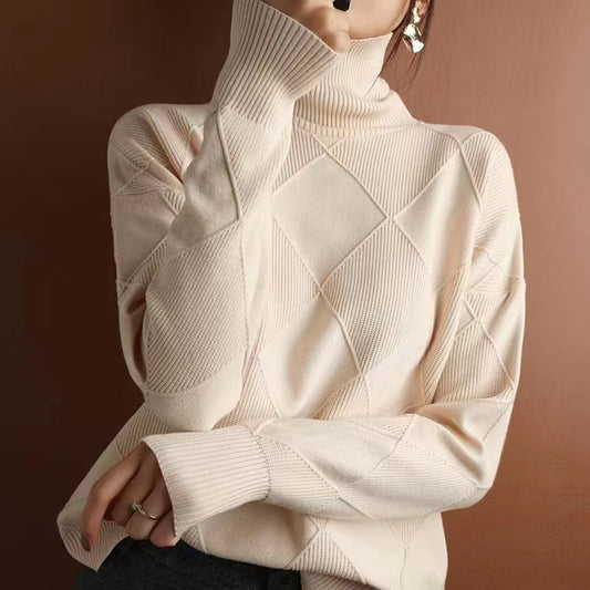 Pull oversized pour femmes avec col montant et design structuré Chic und Stil