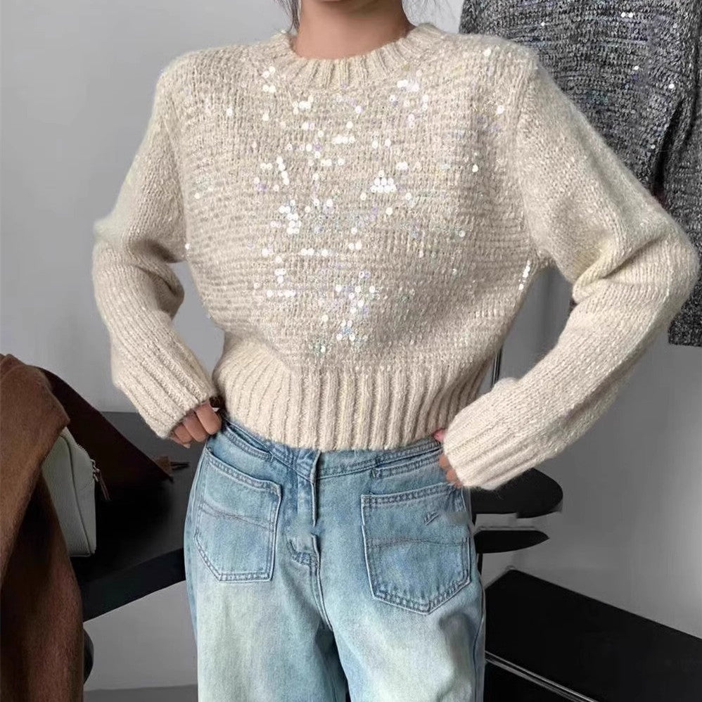 Pull en tricot scintillant pour femmes avec texture et coupe ample Chic und Stil