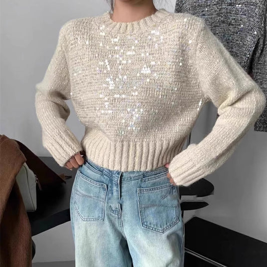 Pull en tricot scintillant pour femmes avec texture et coupe ample Chic und Stil