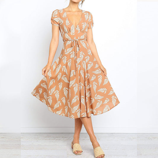 Robe midi nouée flatteuse pour femmes Chic und Stil