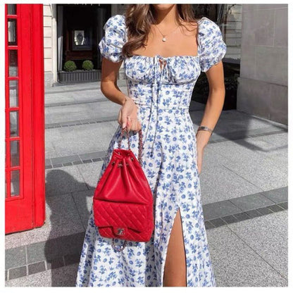 Robe Midi Femme avec Manches Bouffantes et Motif Floral Chic und Stil