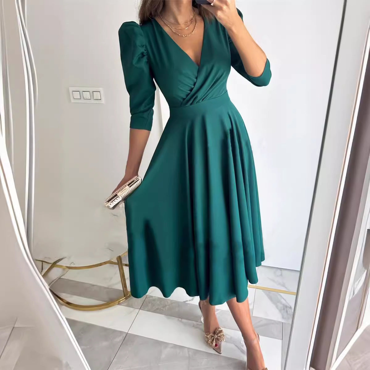 Dames Robe Midi Élégante Chic und Stil