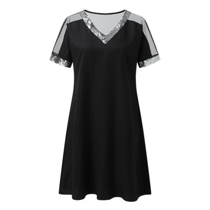 Dames Élégante tunique robe avec garniture en sequins Chic und Stil