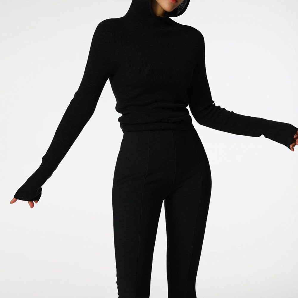 Dames hautement ajusté col roulé avec trous pour les pouces et design structuré Chic und Stil