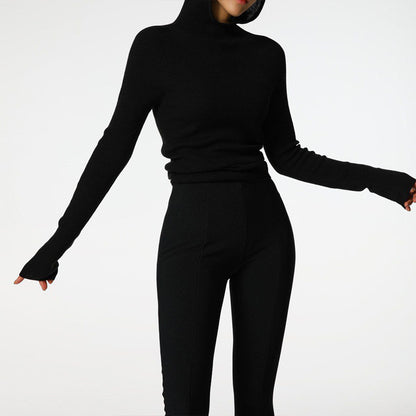 Dames hautement ajusté col roulé avec trous pour les pouces et design structuré Chic und Stil