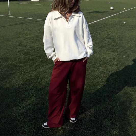 Chic und Stil women's casual polo and wide-leg pants set