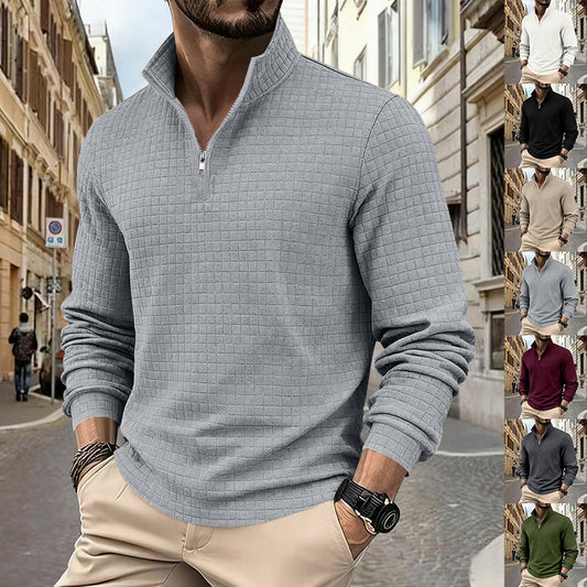 Sporty men's sweater with half-zip and textured surface Chic and Style