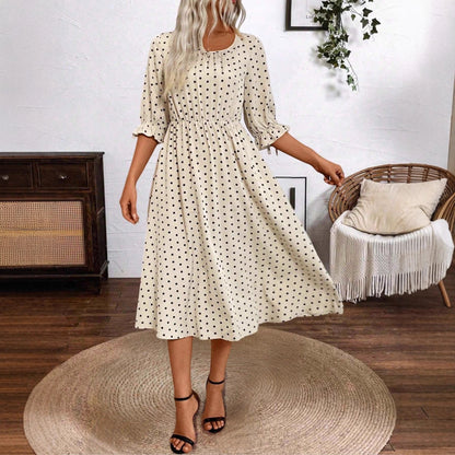 Robe midi femme avec des manches bouffantes décoratives et une taille élastique Chic und Stil