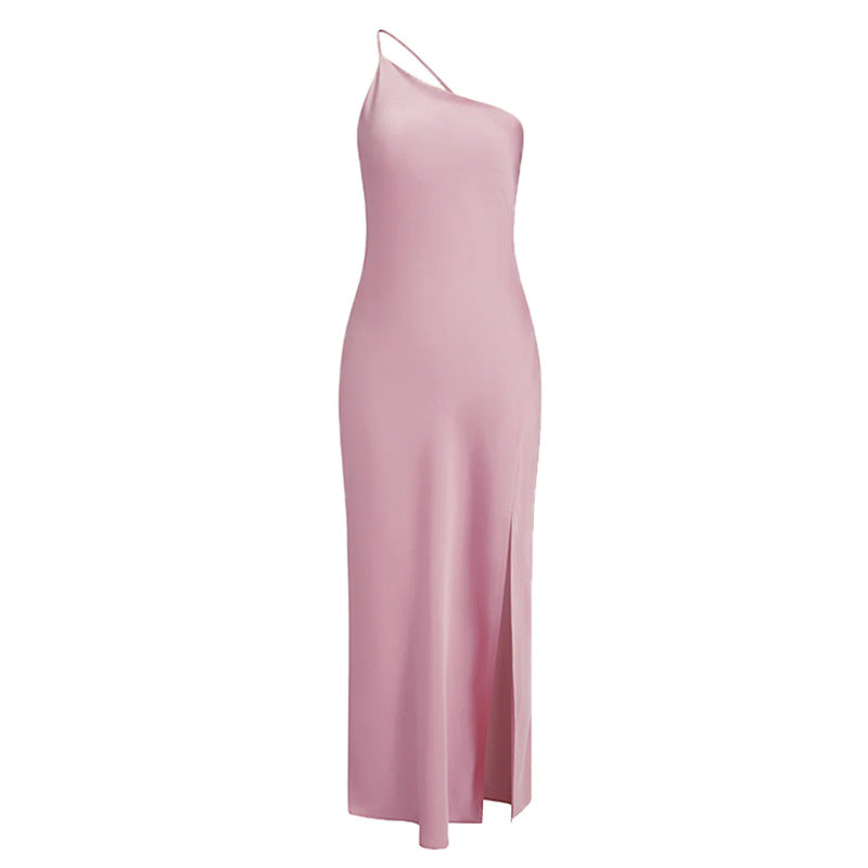 Robe maxi pour dames avec décolleté asymétrique et fente haute Chic und Stil