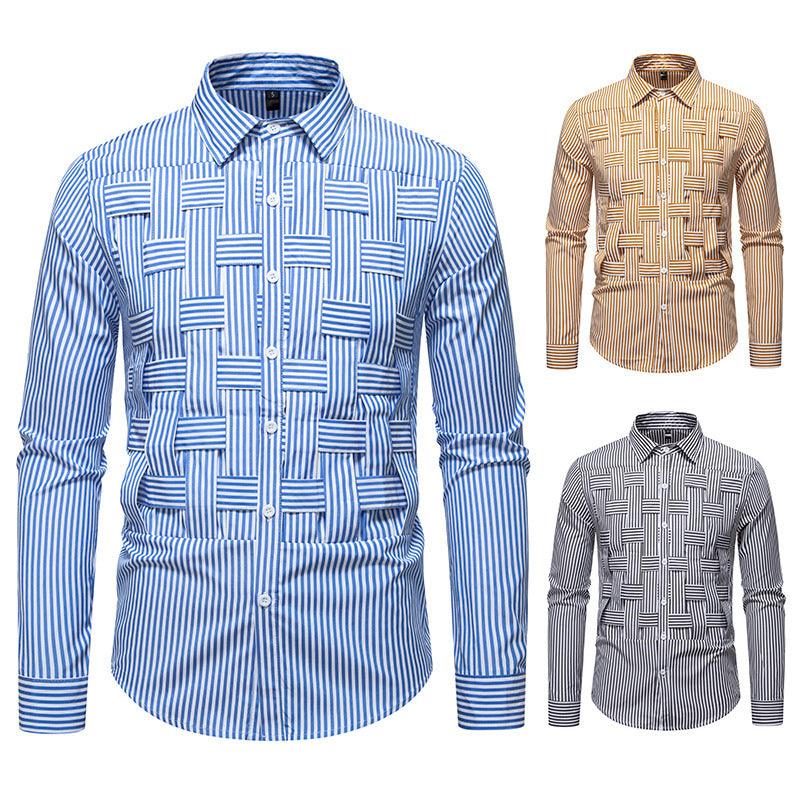 Chemise à manches longues pour hommes avec un motif rayé moderne et une structure innovante Chic und Stil