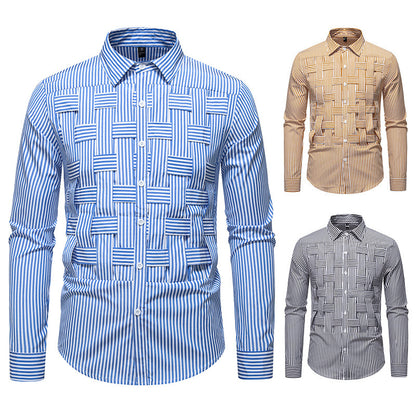 Chemise à manches longues pour hommes avec un motif rayé moderne et une structure innovante Chic und Stil