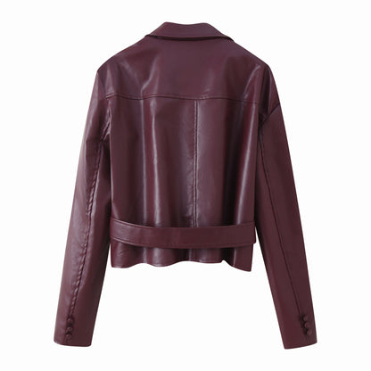 Ladies Elegant Faux Leather Jacket Chic and Style