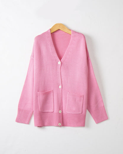 Dames Gros Tricot Cardigan avec poches pratiques et décolleté en V Chic und Stil