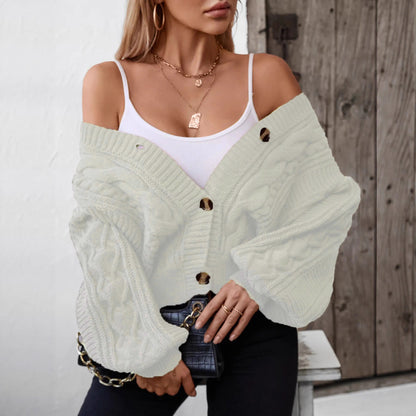 Dames Gros Tricot Cardigan avec Boutons À Drehknöpfen Chic und Stil